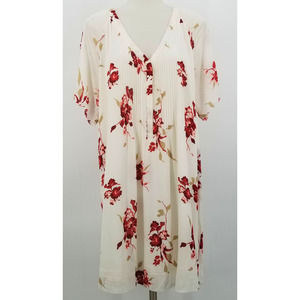 GXF Mini Dress Shift Relaxed Short Sleeve Lined Floral Size Medium Babydoll EUC